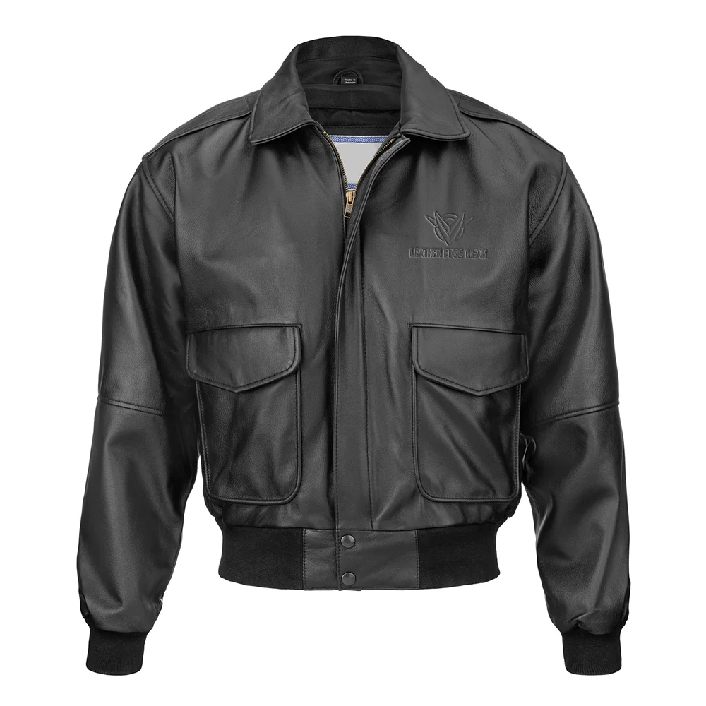 1 Leather Bomber Jacket - Image 1