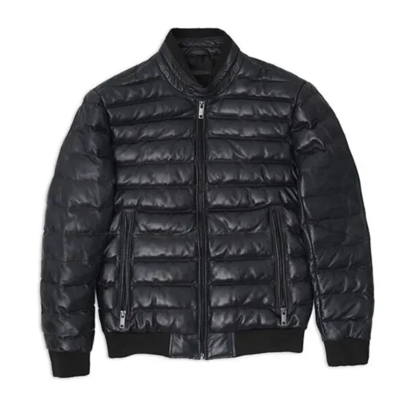 men-lambskin-black-puffer-bomber-leather-jacket-600x600 Leather Puffer Jacket - Image 1