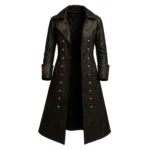 Men Captain Hook Real Leather Long Trench Coat