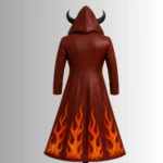 Hellfire Demon with Horned Hood Pure Leather Handcrafted Long Coat - Image 2