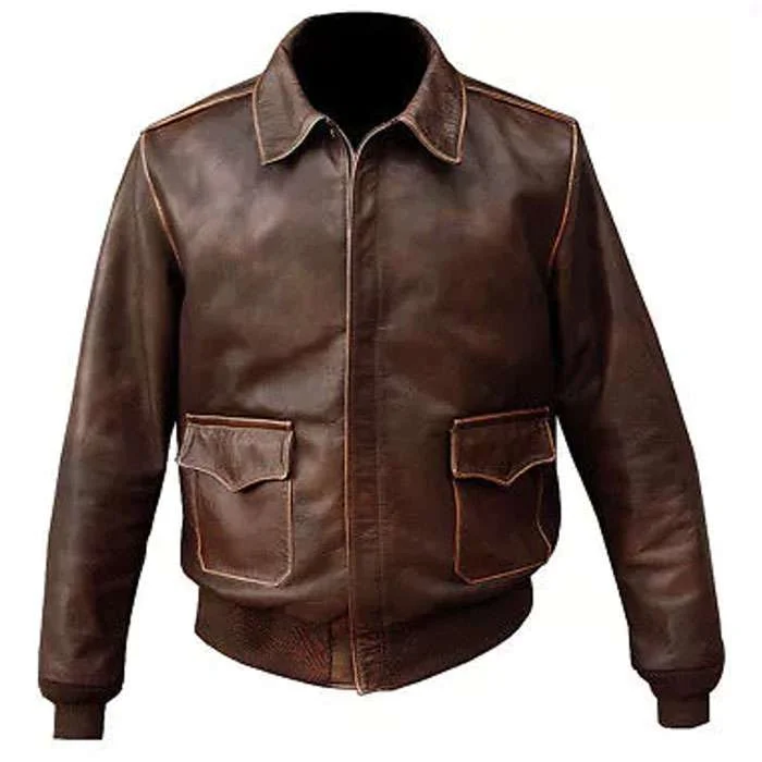 18 Brown Bomber Leather Jacket - Image 1