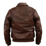 Brown Bomber Leather Jacket - Image 2