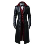 Crimson Nocturne Men’s Gothic Trench Coat