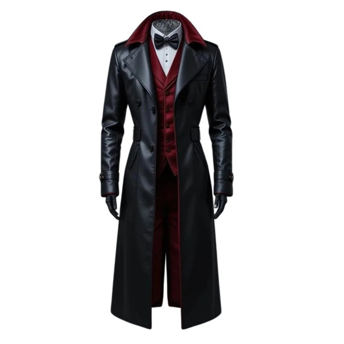 22 Crimson Nocturne Men’s Gothic Trench Coat - Image 1
