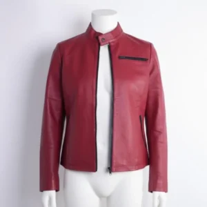 Moto Resident Evil 2 Remake Claire Redfield's Red Leather Jacket