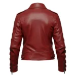 Red Leather Biker Jacket - Image 2