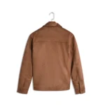 Brown Plain Faux Suede Jacket - Image 2