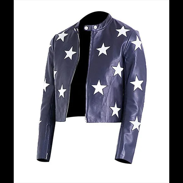 WhatsApp Image 2025-10-23 at 11.20.47 AM (1) Star Printed Leather Jacket - Image 1
