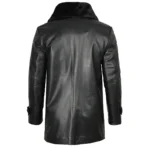 Black Real Leather Coat With Fur Collar - Image 2