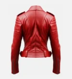 Women's Red Biker Leather Jacket - Image 2